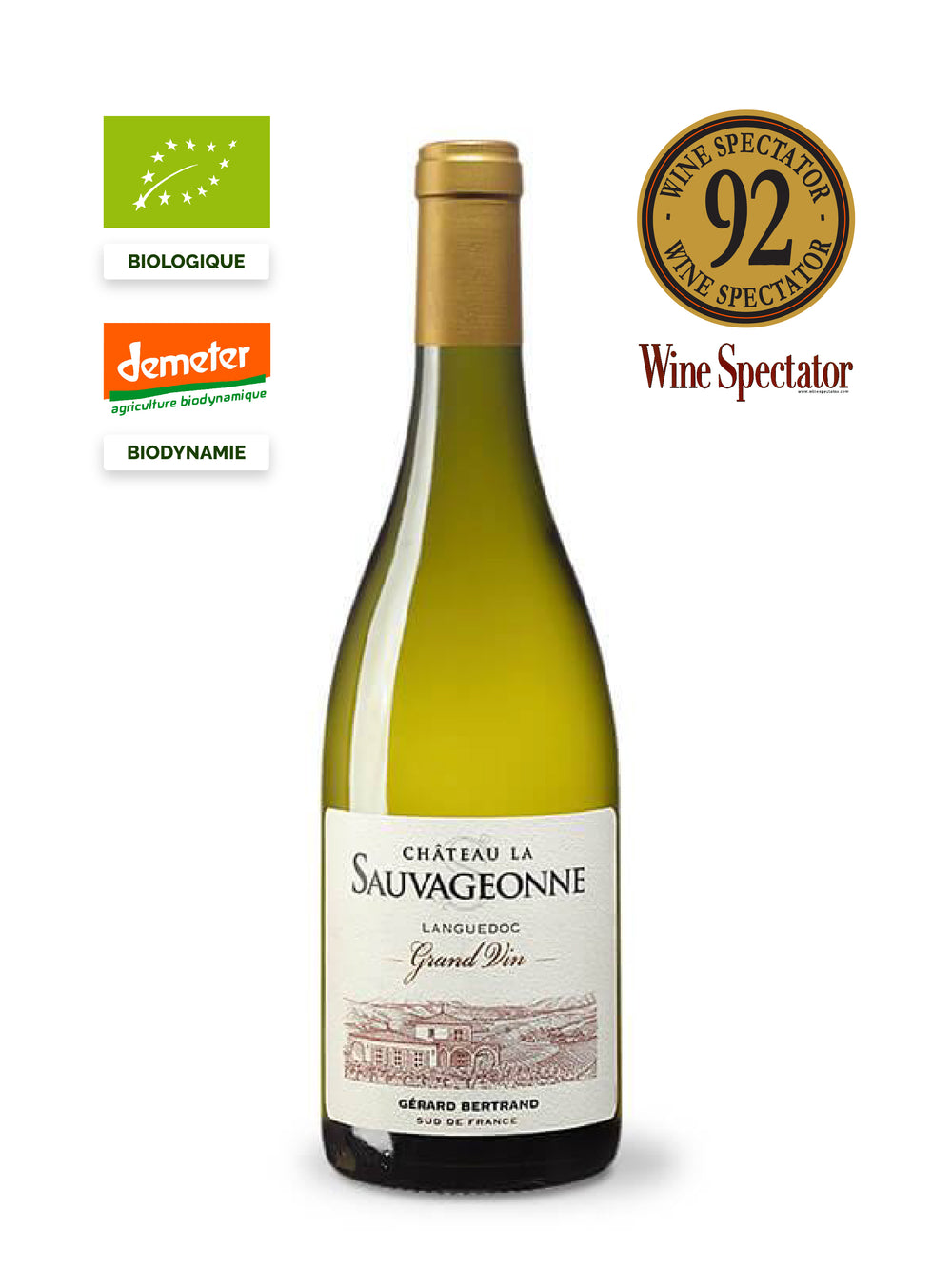 chateau la sauvageonne grand vin blanc du languedoc 2019 vin bio biodynamie 92 wine spectator